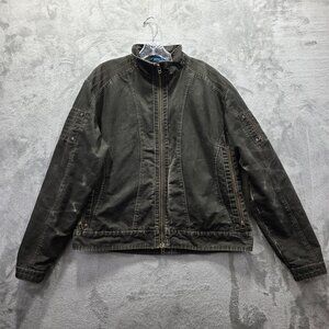 Kuhl Burr Jacket Mens XL Green Cotton Canvas Full Zip Outdoor Patina Dye Hiking